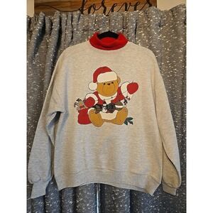 Vintage Christmas Bear Gopher Sport Turtleneck Sweatshirt Adult L Made In USA